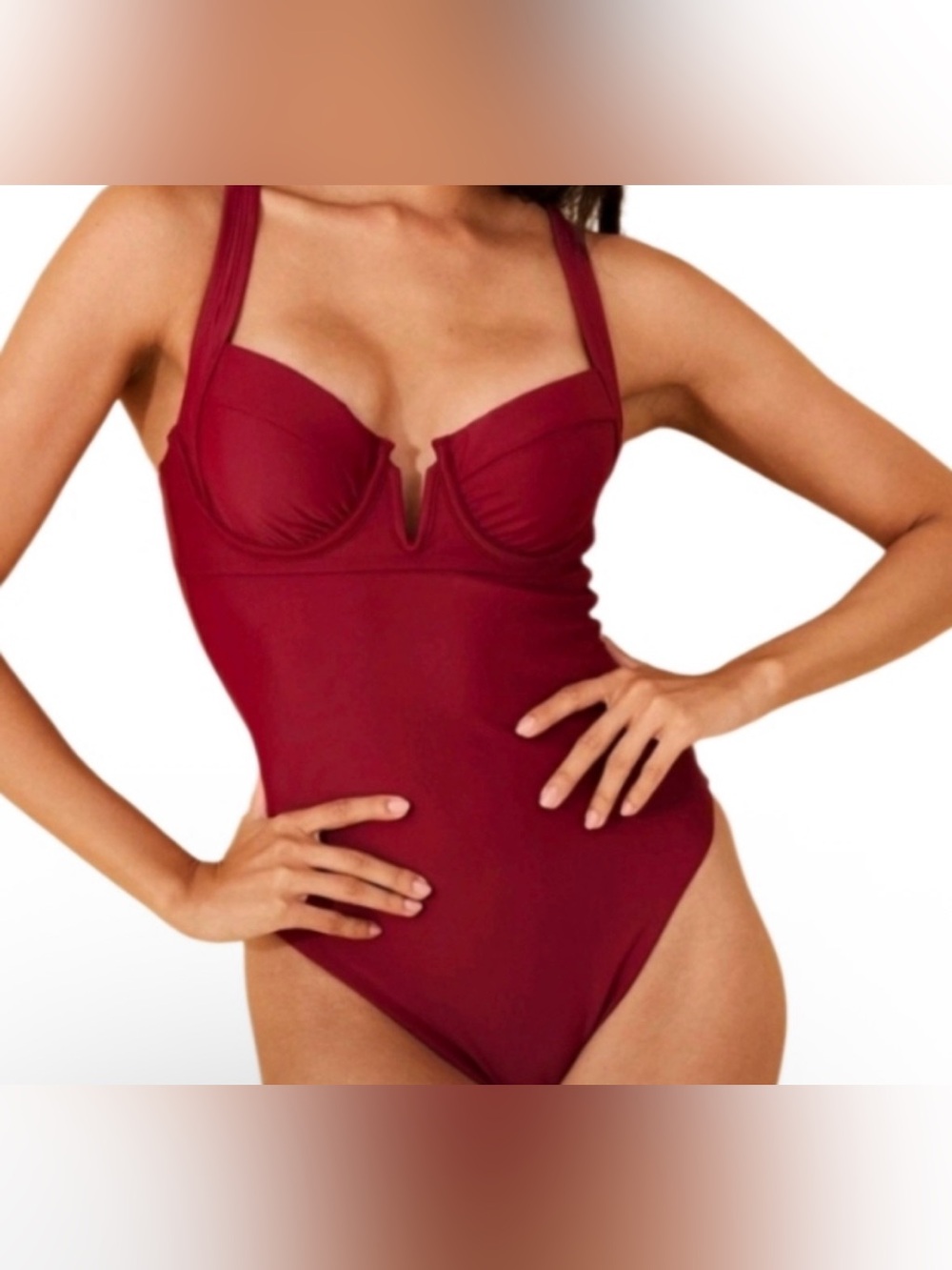 Shade & Shore Burgundy Lace Swimsuit large